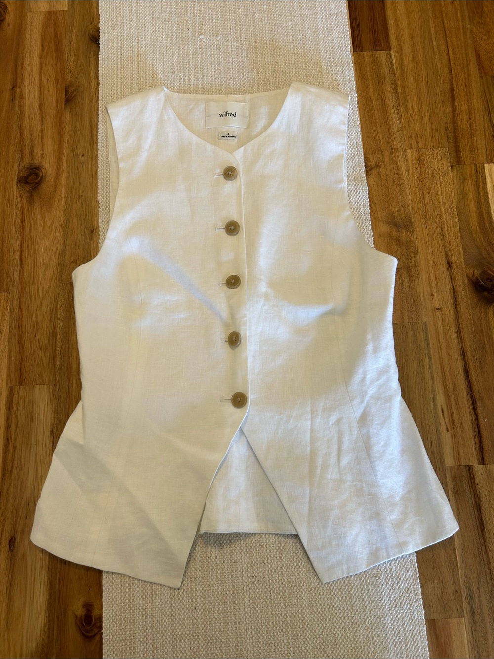 Aritzia Wilfred Regal Vest Power Linen Light Brirch Size 2